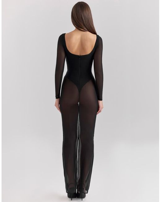 House Of Cb Black Everly Maxi Dress With Bodysuit