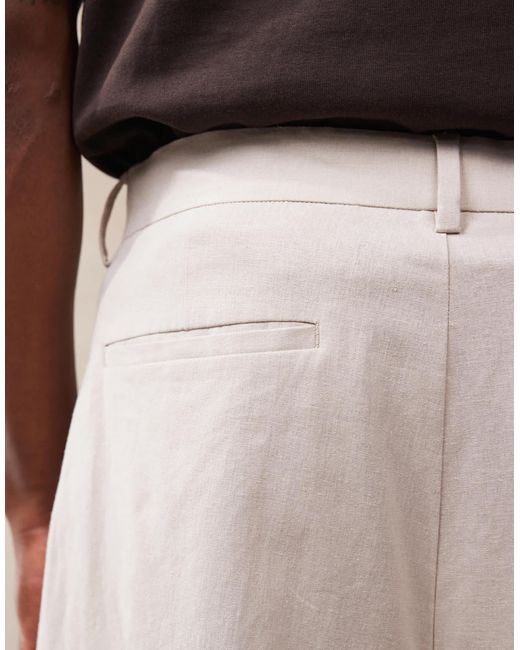 ASOS Brown Smart Linen Blend Bermuda Shorts for men