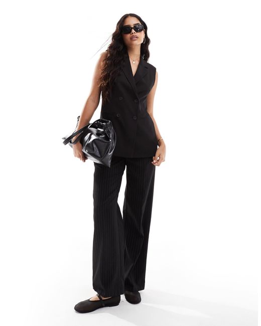 Stradivarius Black Longline Tailored Waistcoat