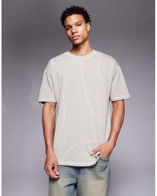 Liquor N Poker Gray Relaxed Fit Raw Edge Emblem T-shirt for men