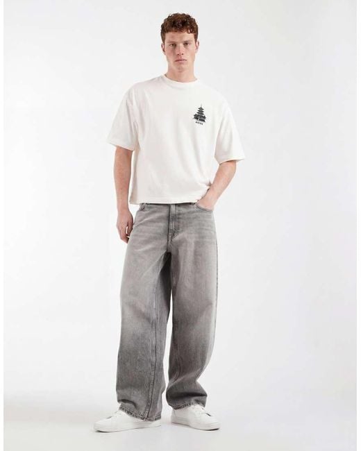ASOS Gray Boxy Oversized T-shirt With Japan Print for men