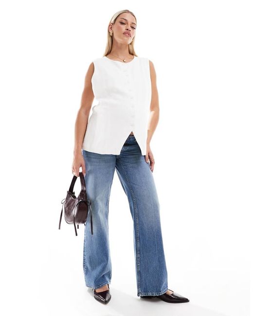 Vaqueros Dad De Pernera Ancha De Asos Design Maternity ASOS de color Blue