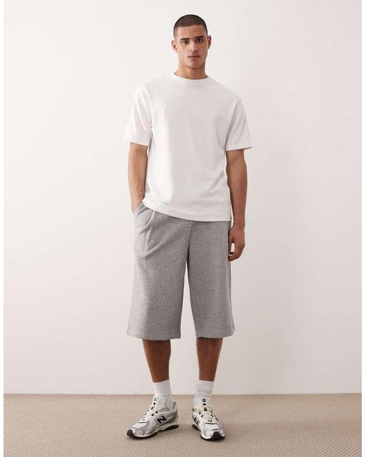 ASOS Natural Oversized Longline Jersey Bermuda Shorts With Pleats for men