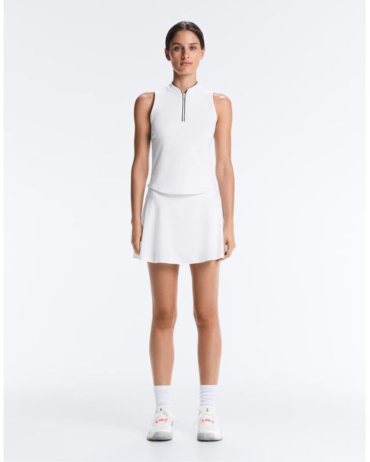 Oysho White Sleeveless Half-zip T-shirt