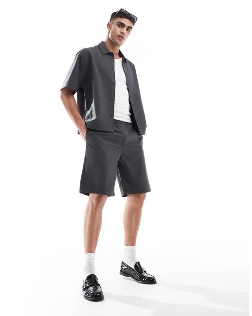 Bershka Gray Premium Short Co-ord for men