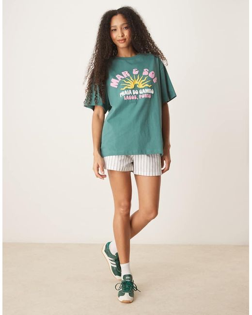 ASOS Blue Oversized T-shirt With Sun Graphic
