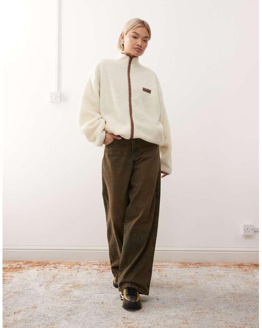 Collusion Natural Full Zip Fleece Borg Jacket