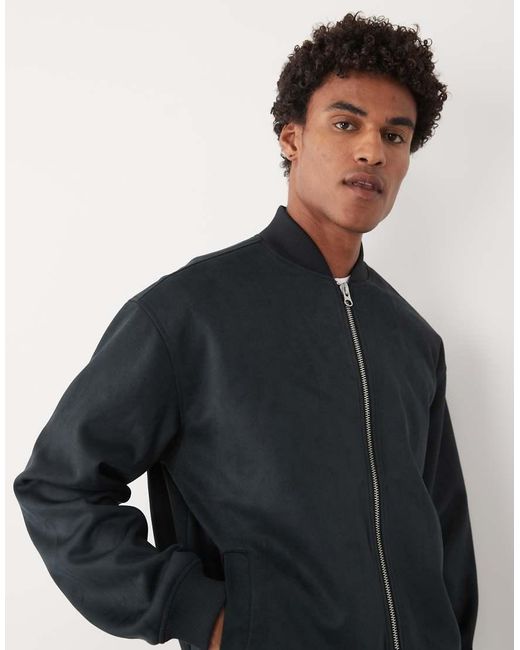 ASOS Gray Faux Suede Oversized Jacket for men