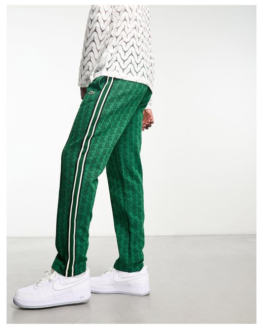 Lacoste Green Abstract Logo Graphics Straight Leg joggers for men