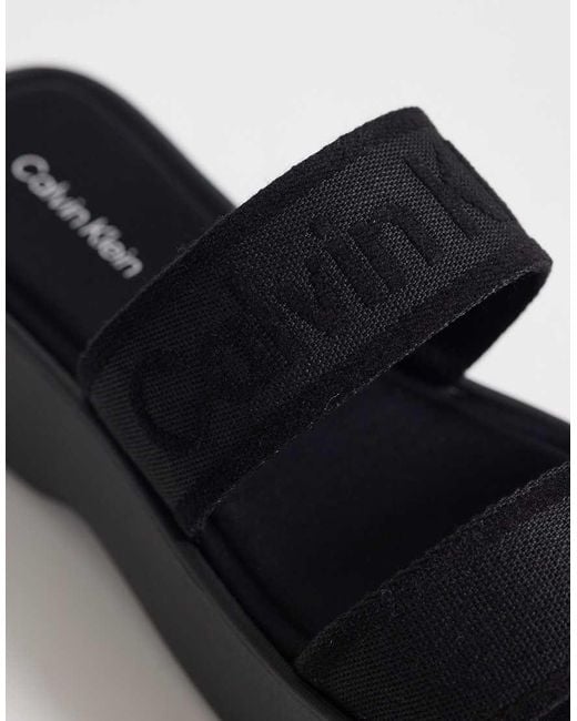 Calvin Klein Black Jeans Webbed Flatform Sandal