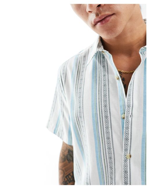 Chemise décontractée à rayures aztèques ASOS pour homme en coloris White