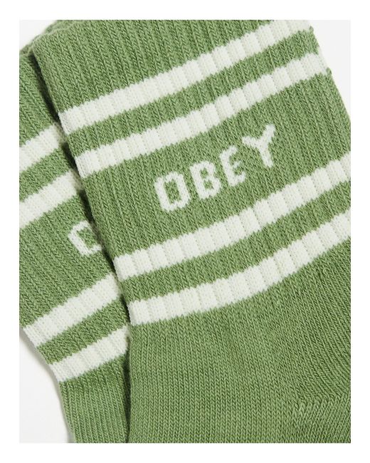 Obey Green Logo Stipe Socks
