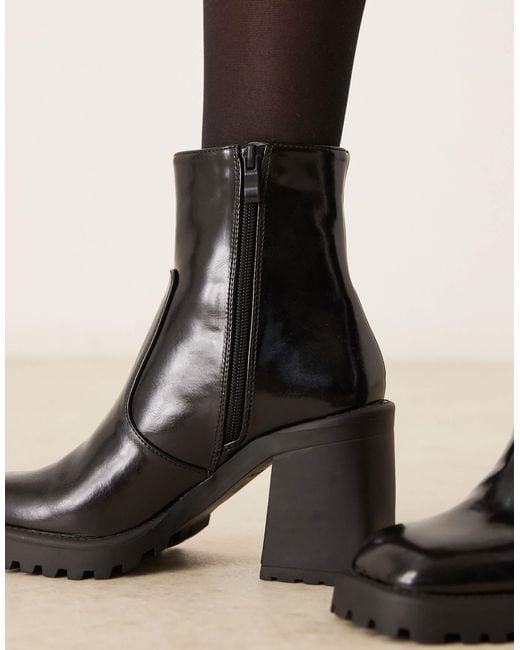 Raid Black Sugar Block Heeled Ankle Boots