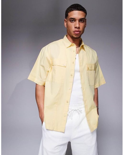Camisa Amarilla Extragrande De Popelina De ASOS de hombre de color Yellow