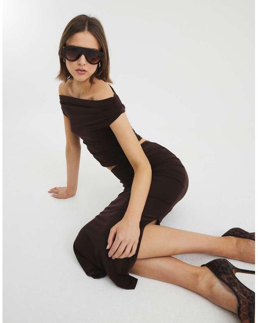 River Island Black Cowl Top And Skirt Set