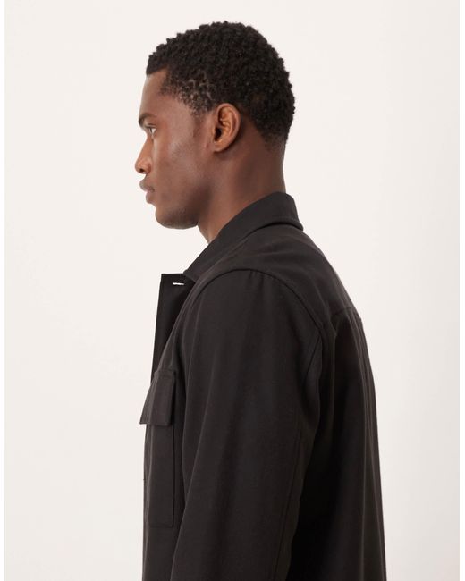 Mango Black Wool Mix Shacket for men