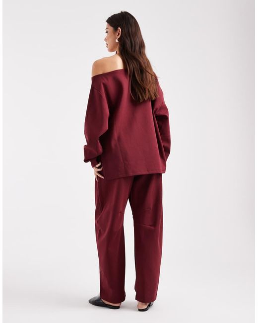 ASOS Red Interlock Barrel Leg Jogger