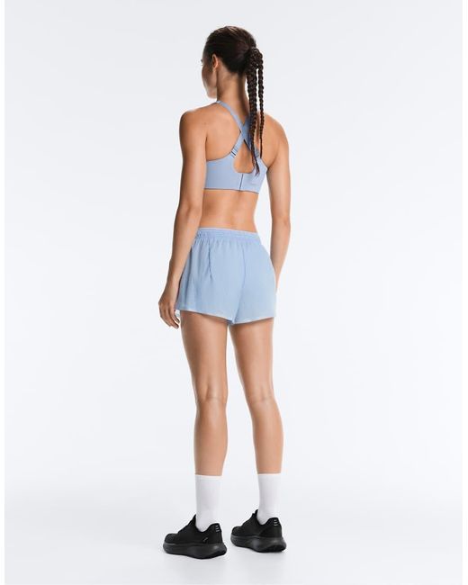 Oysho Blue Technical Mid Rise 2-In-1 Check Shorts