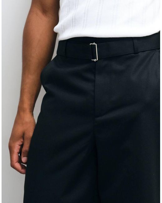 ASOS Black Smart Belted Wide Leg Pants for men