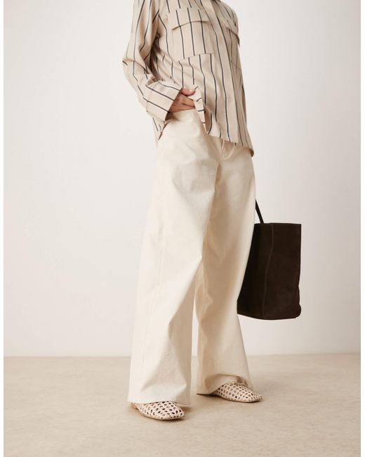 ASOS Natural Lysandra Leather High-vamp Ballets