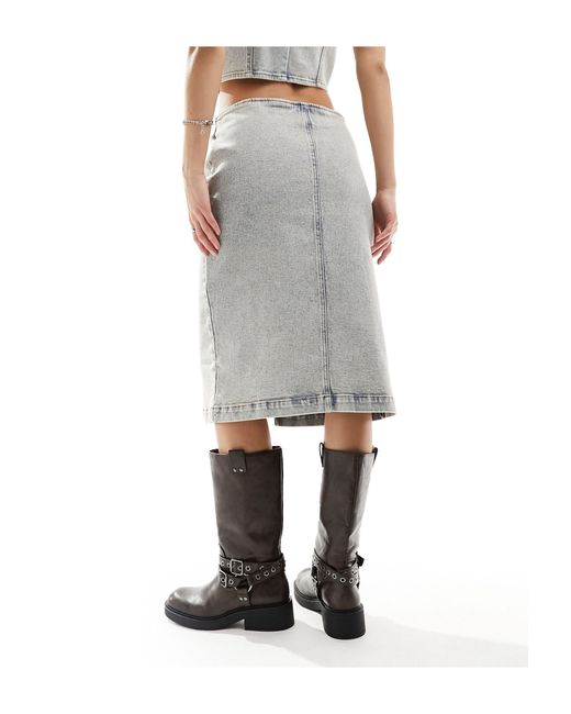 Monki Natural Co-ord Midi Denim Skirt