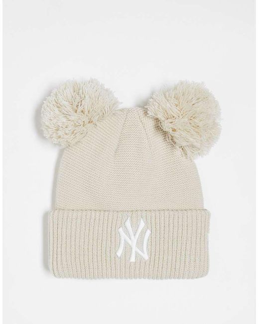 KTZ Natural La Dodgers Double Pom Beanie