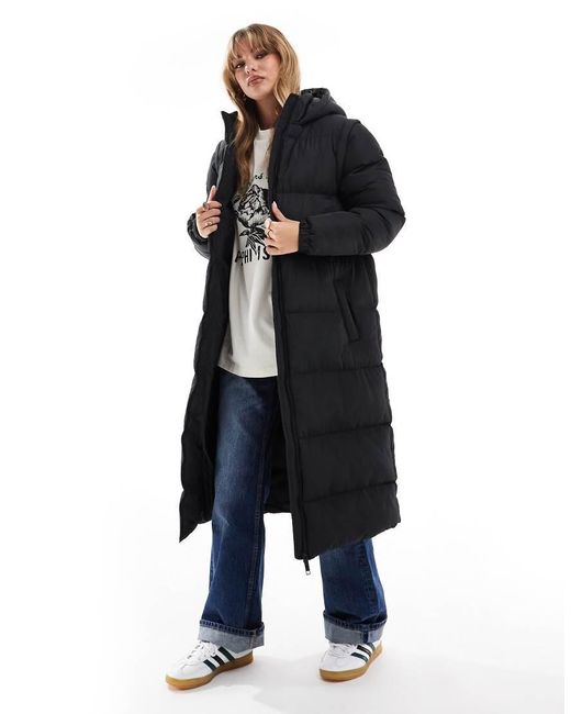 Brave Soul Hooded Maxi Padded Jacket With Detachable Sleeves in Blue Lyst UK