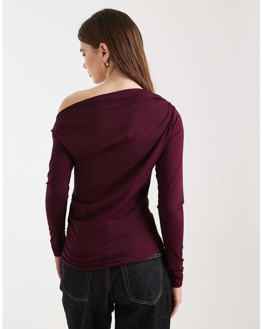 Cotton On Purple Georgie Off Shoulder Long Sleeve Top