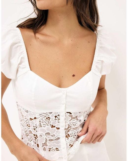 NA-KD White X Audrey Afonso Lace Detail Top