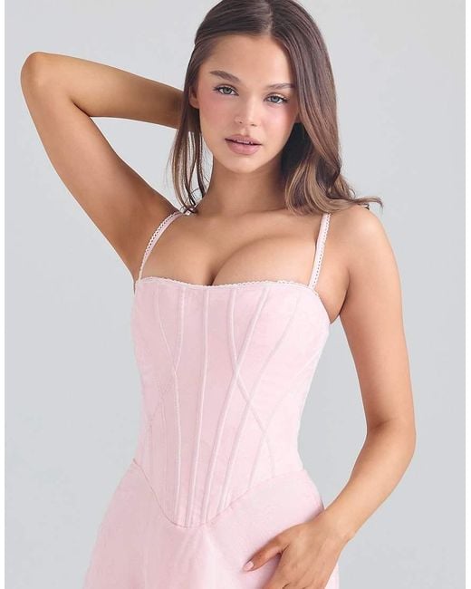 House Of Cb Pink Esme Blush Chiffon Maxi Dress