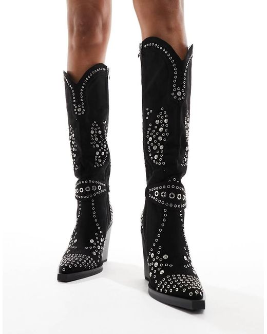 SIMMI Black Simmi London Delano Butterfly Embellished Western Boot