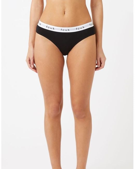 French Connection Black 7 Pack Cotton Fcuk Ladies Briefs