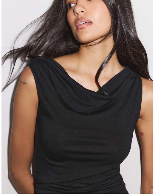 Stradivarius Green Asymmetric Gathered T-shirt