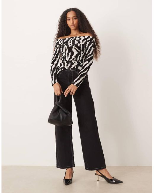 Vila Black Long Sleeve Off Shoulder Top