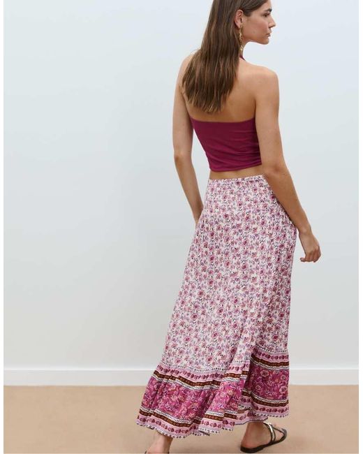 Stradivarius Lange Rok Met Print in het Pink