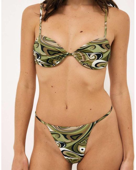 NA-KD Green X Audrey Afonso Printed Bikini Trousery