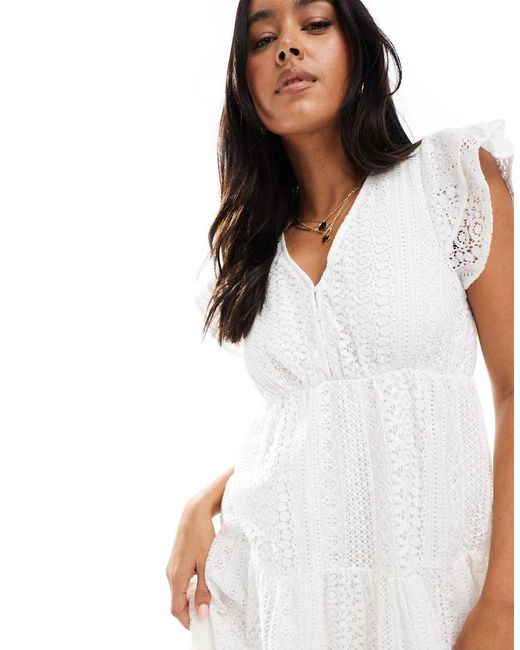 ONLY White Lace Details Mini Dress