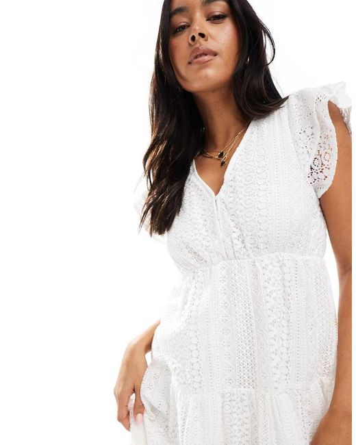 ONLY White Lace Details Mini Dress