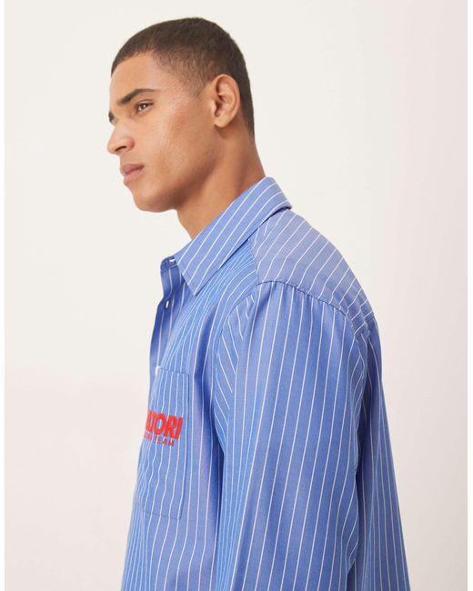 ASOS – oversize-hemd aus baumwoll-popeline in Blue für Herren