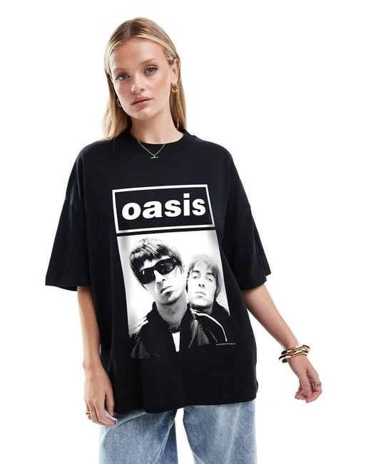 ASOS Black Oversized Tee With Oasis Licence Graphic