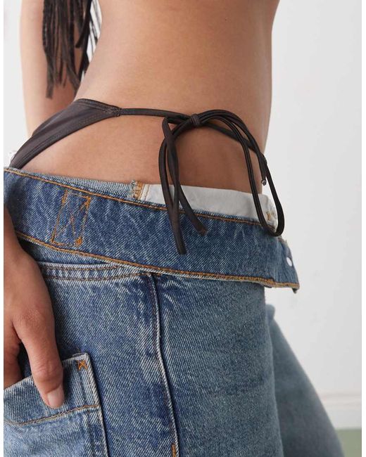 Monki Black Tie Side Bikini Bottoms
