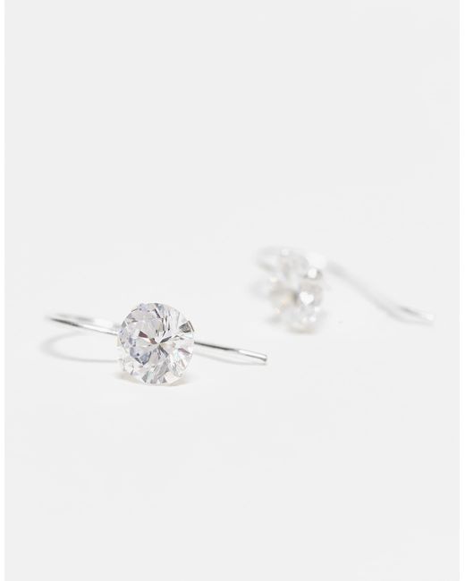 Boucles d'oreilles pendantes rondes en argent massif avec zircon cubique Kingsley Ryan en coloris White