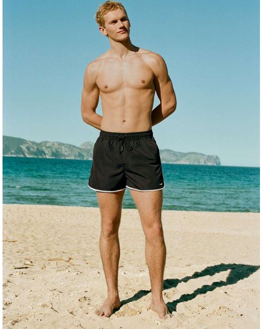 Pull&Bear Blue Stwd Swim Shorts for men