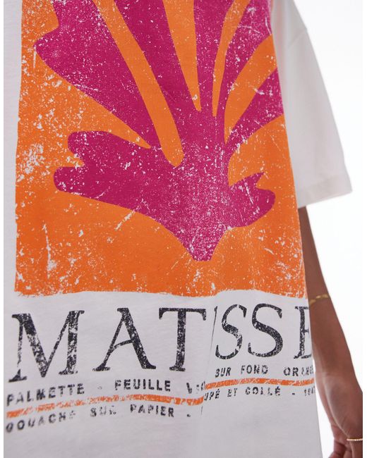 TOPSHOP Red Art Musuem Graphic Henri Matisse Oversized Tee