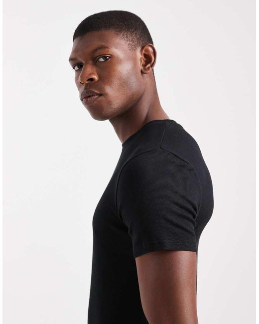 ASOS Black Essentials Muscle Fit T-shirt for men