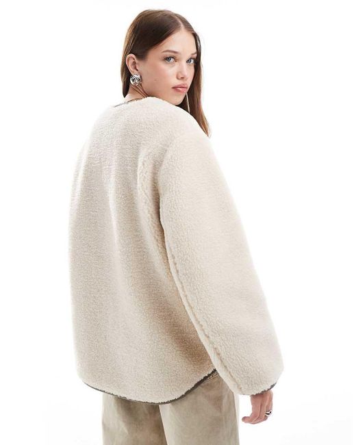 ASOS Natural Oversized Borg Jacket