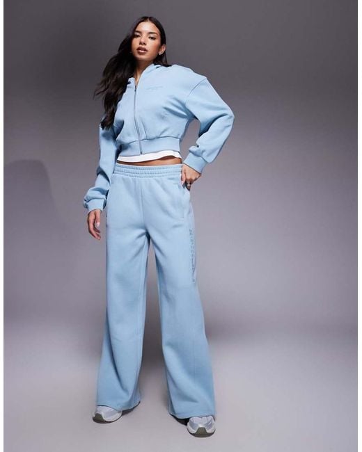ASOS Blue Weekend Collective Heavyweight Co-ord Wide Leg jogger With Rib Panels