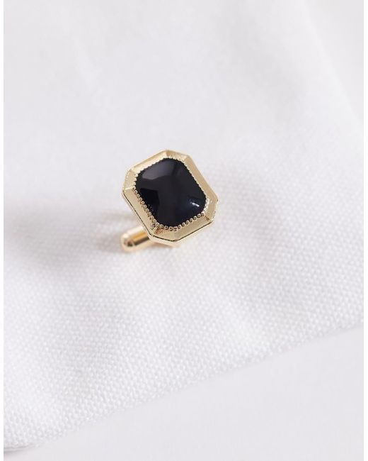 ASOS Metallic Stone With Textured Detail Edge Cufflinks for men
