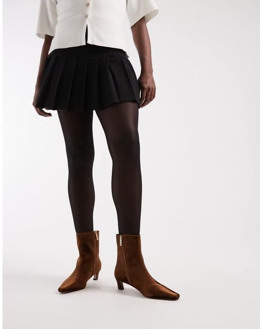 Schuh Brown Kitten Heel Mid Ankle Boots