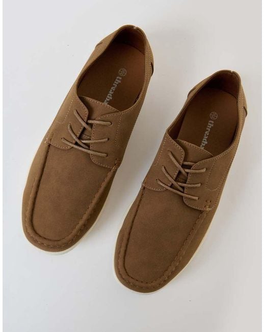 Threadbare Brown Faux Suede Boat Shoes for men